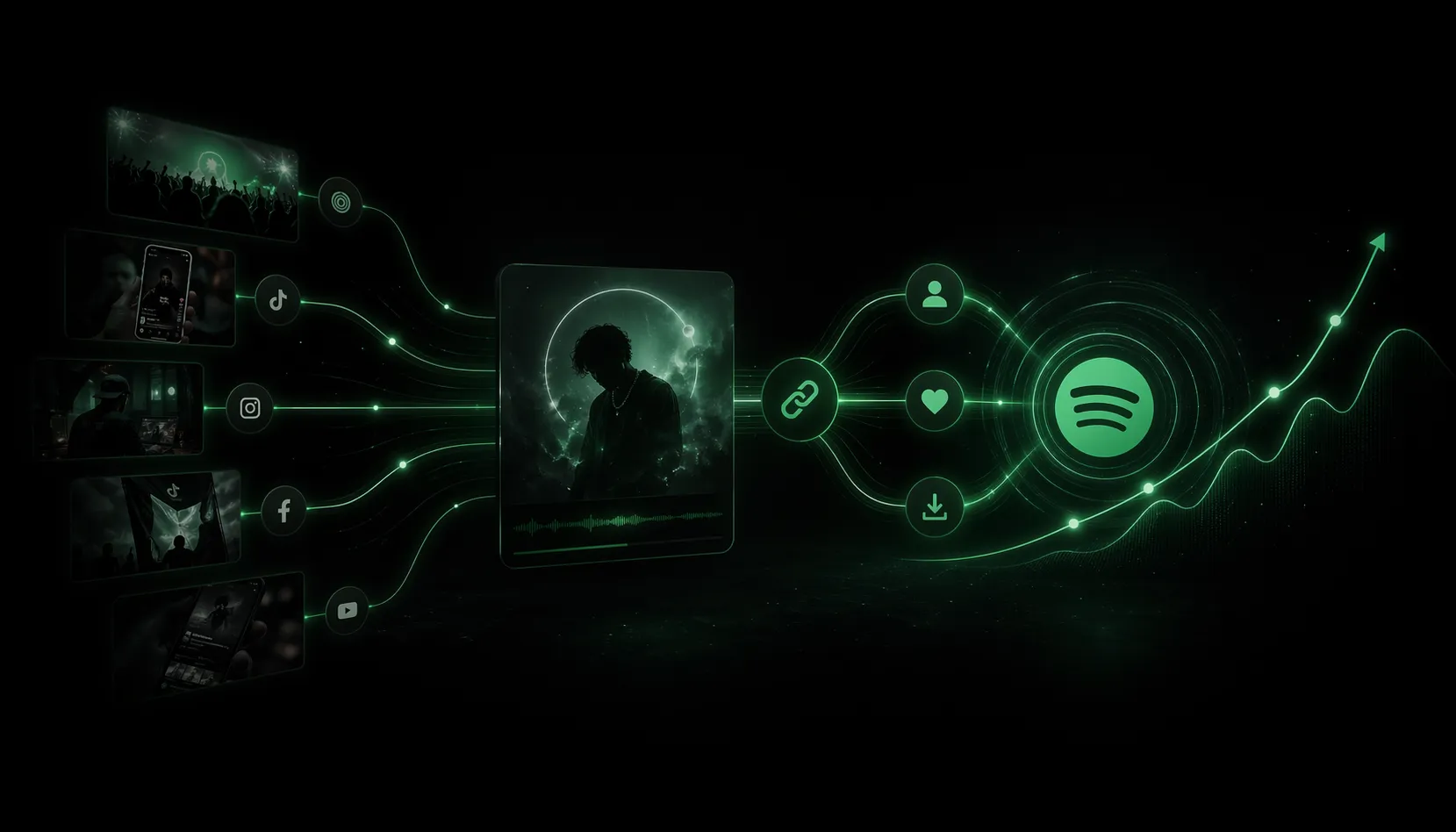 광고에서 Smart Links를 거쳐 saves로 이어지는 Spotify 캠페인 신호
