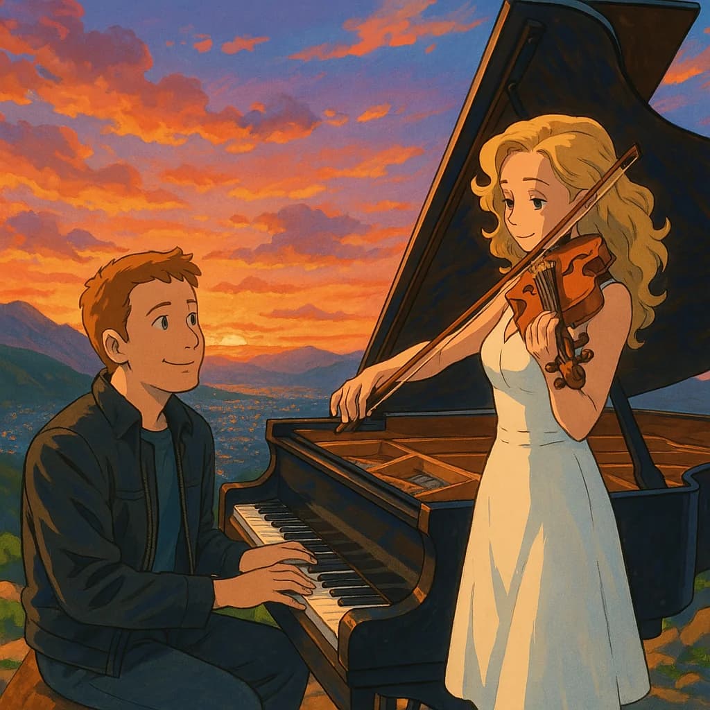 Serene lake with mountains in the background, Studio Ghibli style