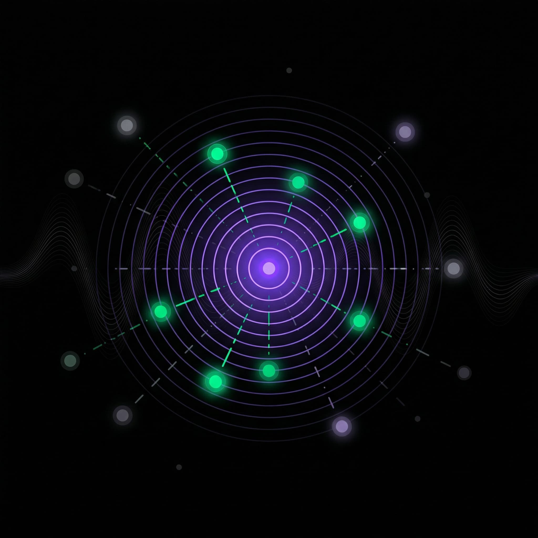 Radar pulse visualization showing daily bid adjustments flowing through data nodes