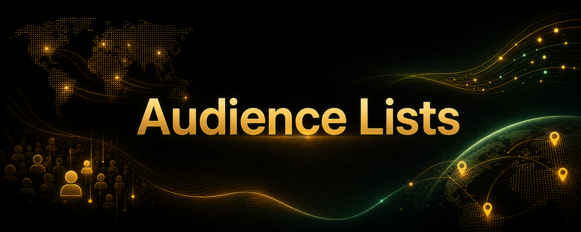 Centered Audience title card with subtle fan-list and country-dot decorations