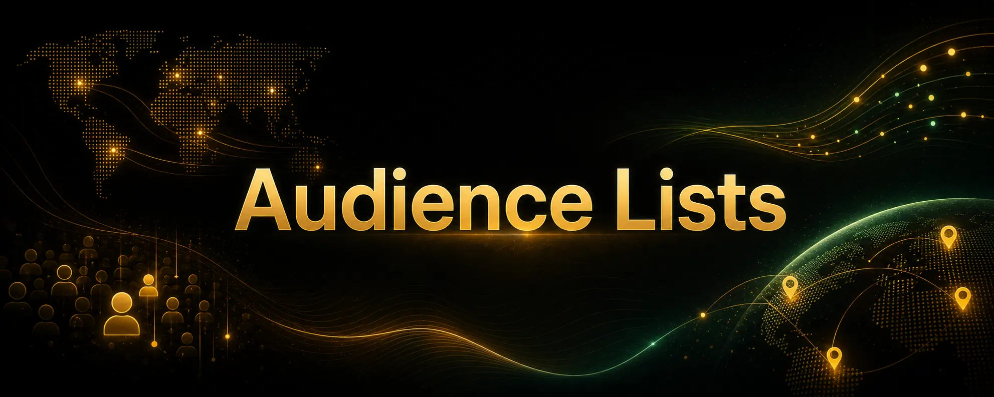 Centered Audience title card with subtle fan-list and country-dot decorations