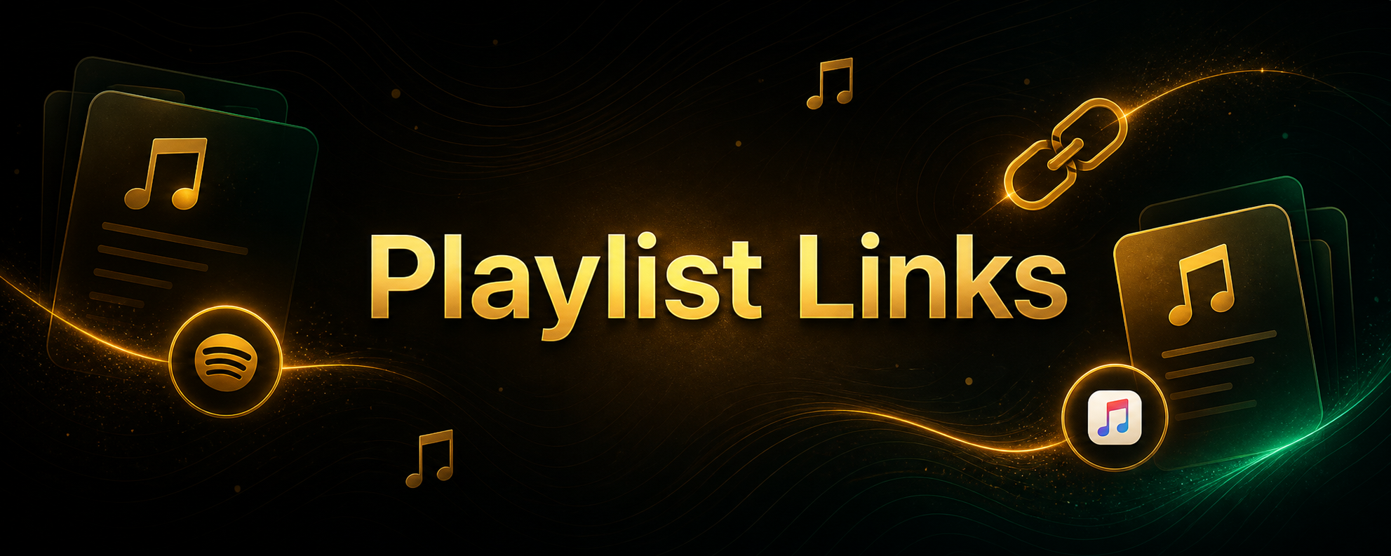 Centered Playlist Links title card with subtle playlist and link decorations