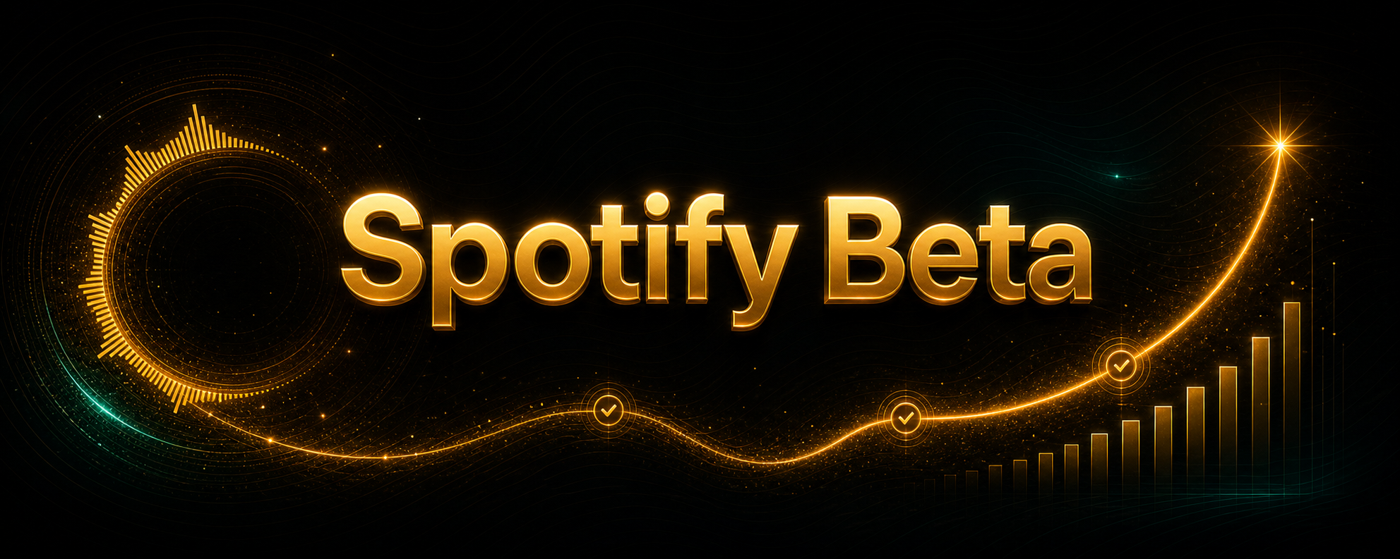 Centered Spotify Beta title card with subtle audio-wave and beta-node decorations