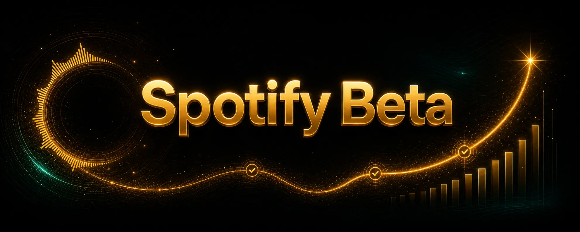 Centered Spotify Beta title card with subtle audio-wave and beta-node decorations