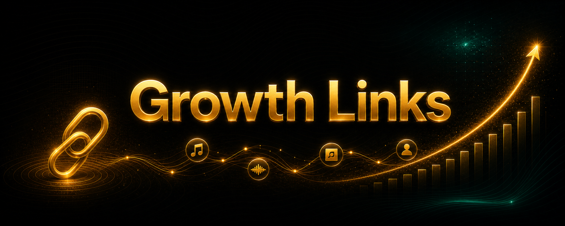 Centered Growth Links title card with subtle link-ring and growth decorations