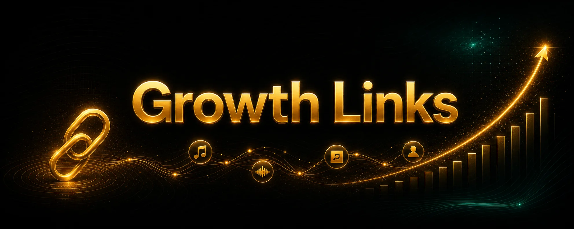 Centered Growth Links title card with subtle link-ring and growth decorations