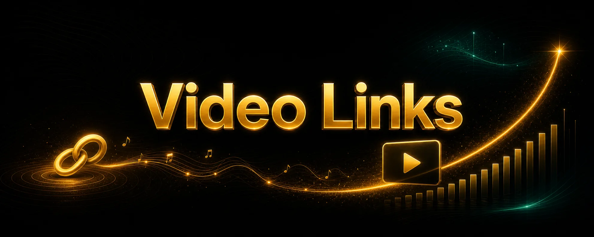 Centered Video Links title card with subtle play-button and link decorations